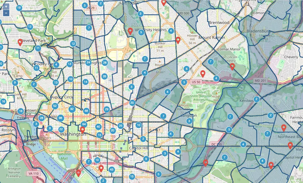 SEED map showing disadvantaged community census tracts