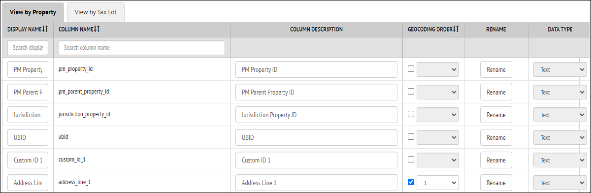 Column Settings