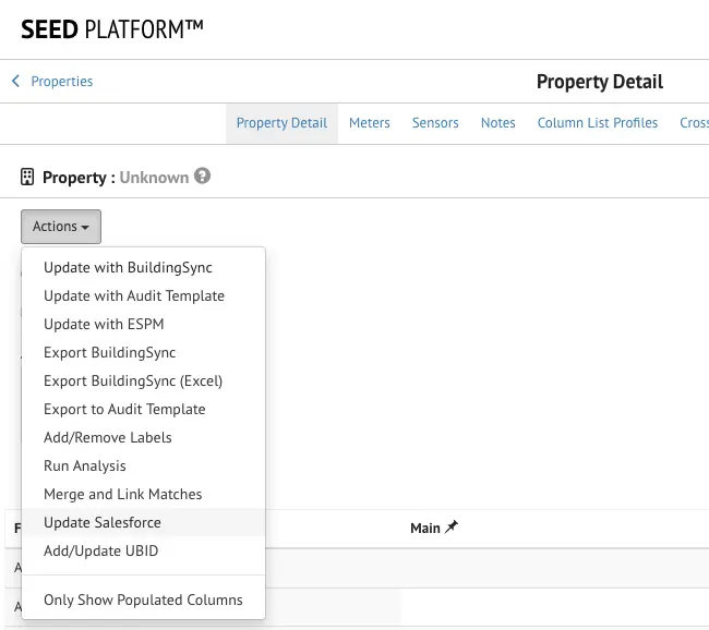 Update Salesforce Action for a single Property in SEED