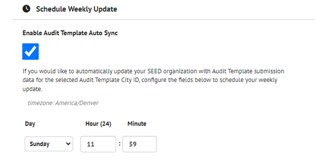 SEED Audit Template Update Scheduling