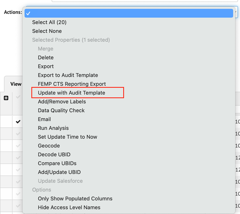 SEED Import Audit Template Submissions from the Inventory List Page