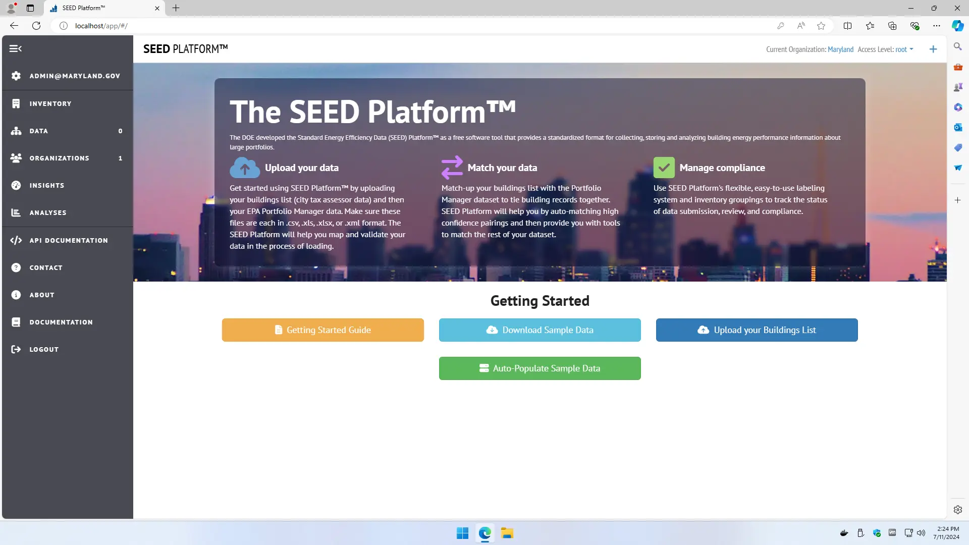 login to SEED in browser